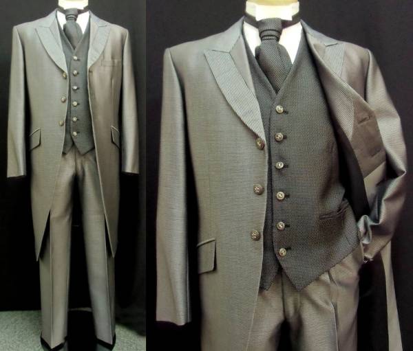 A-LL★グレーボーダー モーニング風★ ベストタイは黒白ドット柄