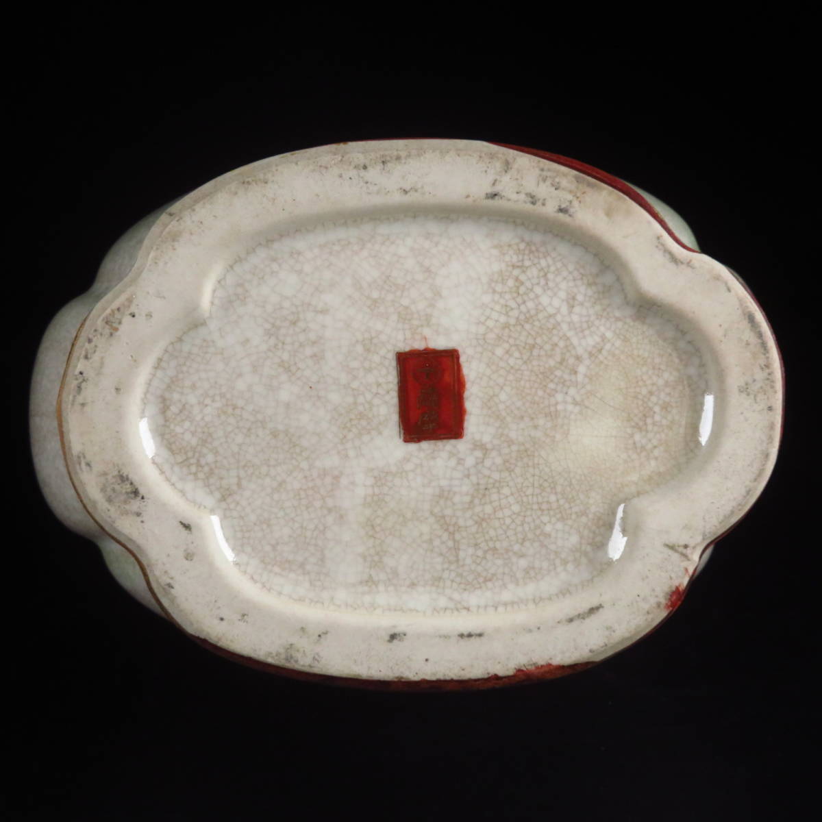 薩摩焼丸十字家紋 金襴手金彩色絵花鳥図耳付花瓶 細密絵付 花器 飾壺