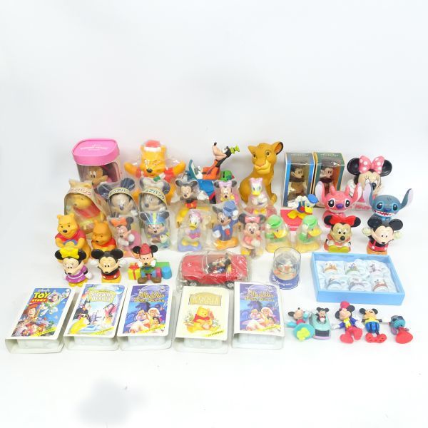 tyot 889-3 466 Disneyディズニー ソフビ 人形 コレクション 置物 雑貨 ミッキー ミニー ドナルド スティッチ プーさんなどまとめて 現状品