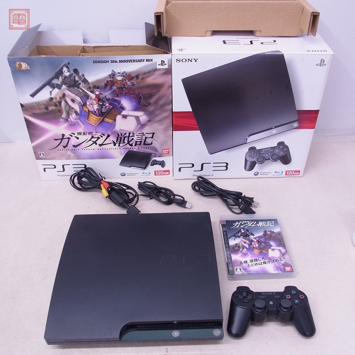 PS3 プレステ3 本体 GUNDAM 30th ANNIVERSARY BOX CECH-2000A 120GB チャコールブラック ガンダム ソニー SONY 箱付 動作確認済【40