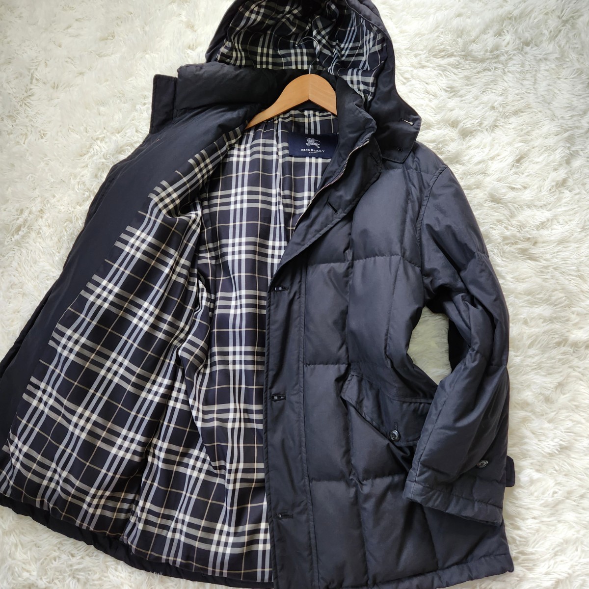 BURBERRY LONDON ダウンコート 黒 ノバチェック フード無し 楽天市場 