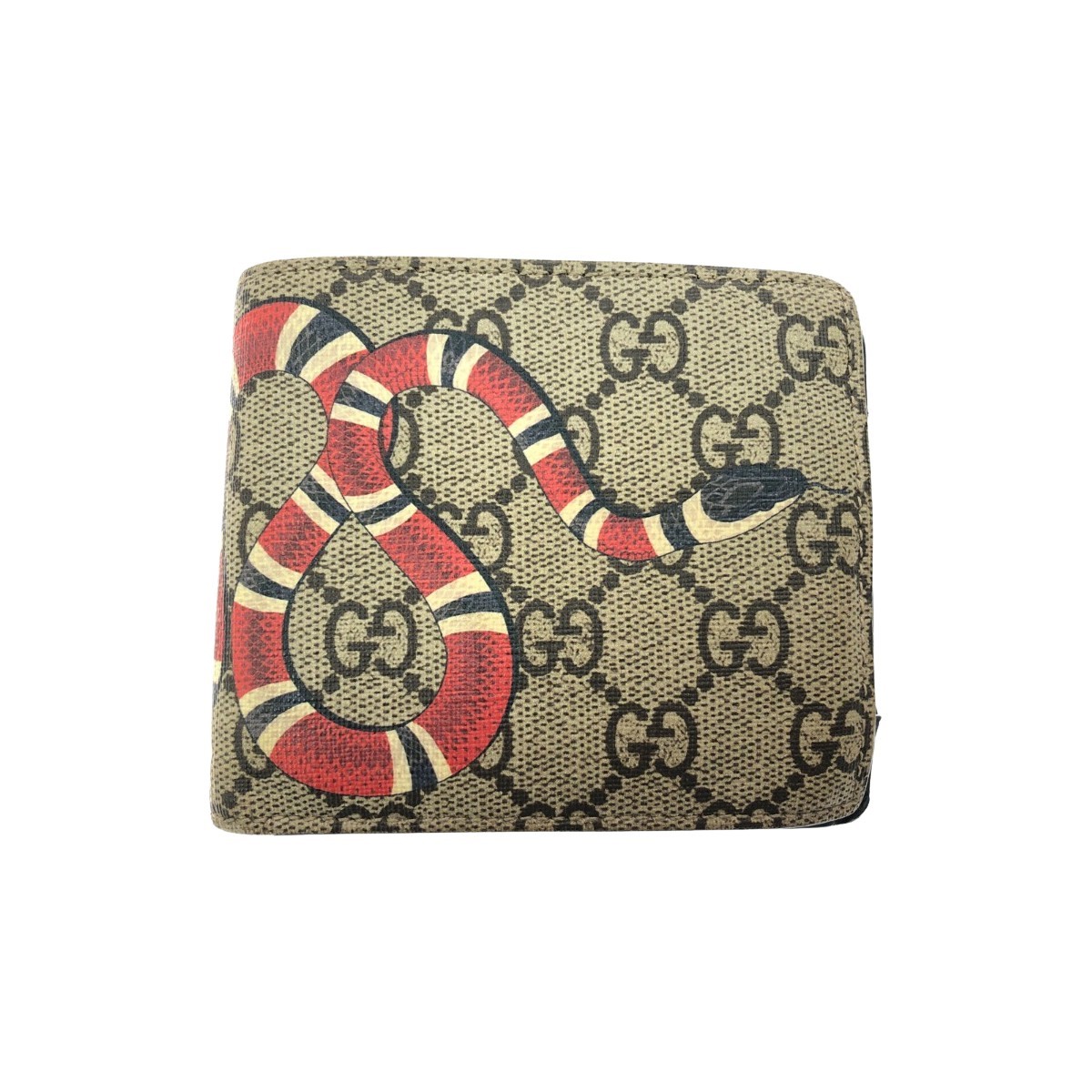 ▽▽ GUCCI グッチ メンズ 二つ折り財布 キングスネークプリント GG