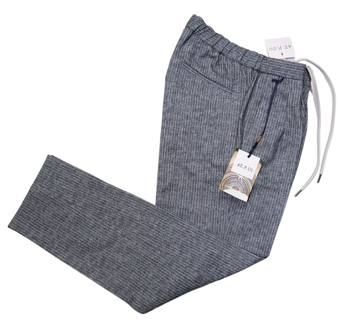 楽ちんなのに上品でかっこいい、ドレス仕立てイージー！【 AT.P.CO / アティピコ (伊 】2プリーツ＆ベルトレス ストレッチパンツ 灰 52/XXL