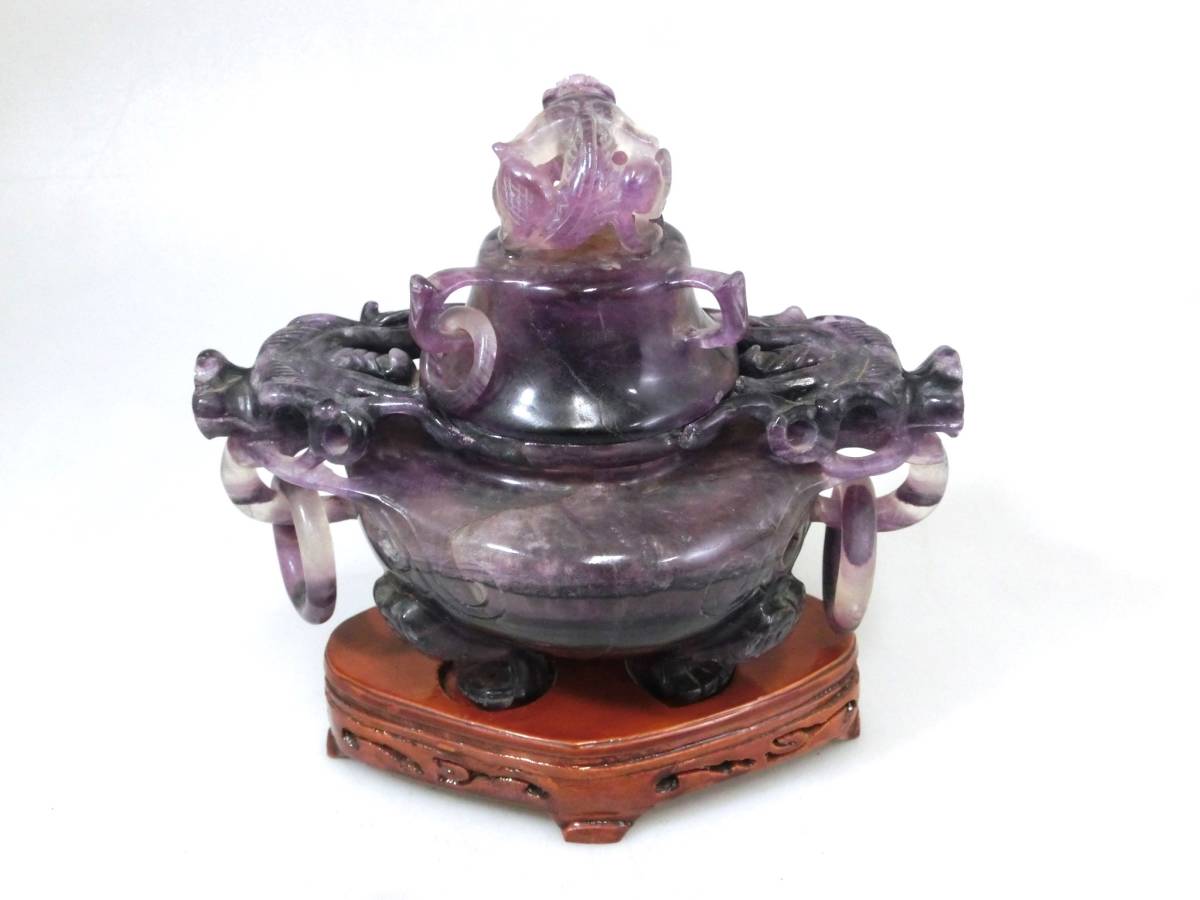 インテリア小物 水晶 天然石 香炉 彫刻 古美術