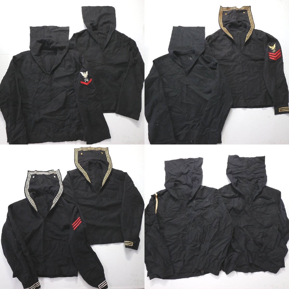 ◎セーラーシャツ set ワッペン ブラック 実物 他 (メンズ40/36/34) 8枚セット まとめ売り 古着卸 1円スタート UM20-8 MQ0185