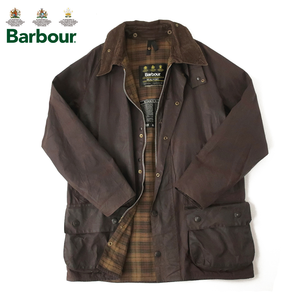 イングランド製 旧3ワラント Barbour バブアー BEAUFORT オイルドジャケット ラスティック 42 ビューフォート