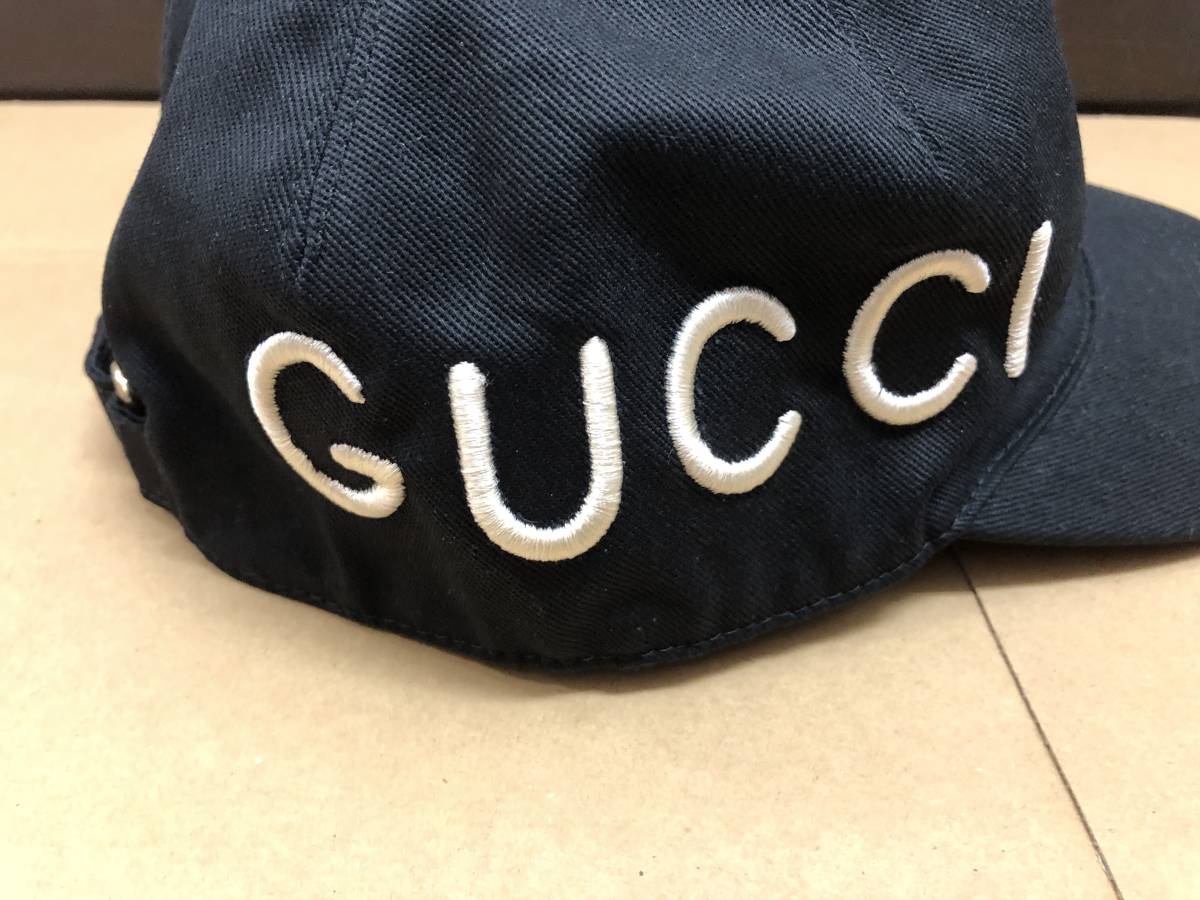 2587) GUCCI グッチ ベースボールキャップ ブラック 帽子 LOVED ロゴ
