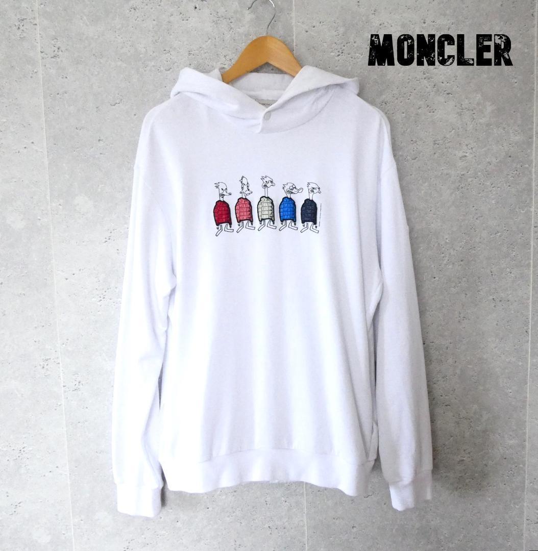 【美品】モンクレール　ダックプリント　ワッペン　スウェットパーカー　Ｌサイズ MONCLER（モンクレール） ダックプリント スウェットパーカー ワッペン