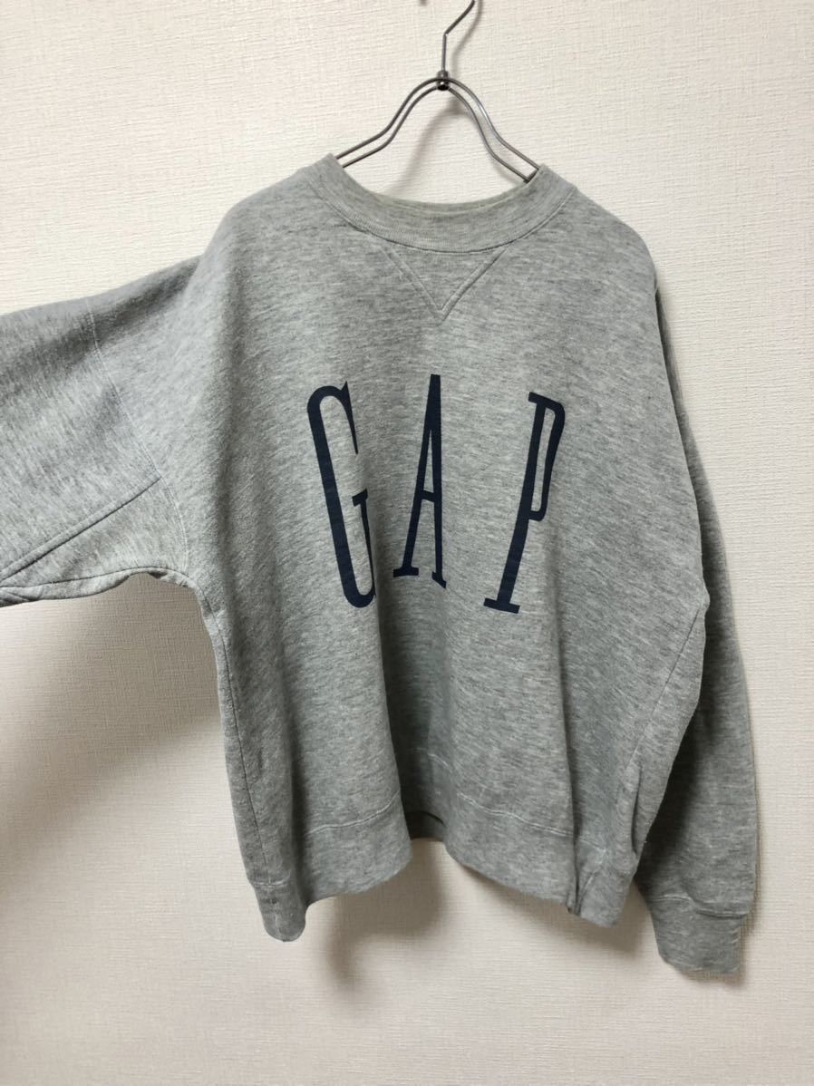 90's 旧タグ OLD GAP VINTAGE オールド ギャップ ビンテージ オールドロゴ スウェット トレーナー グレー パーカー リバースウィーブ USA製