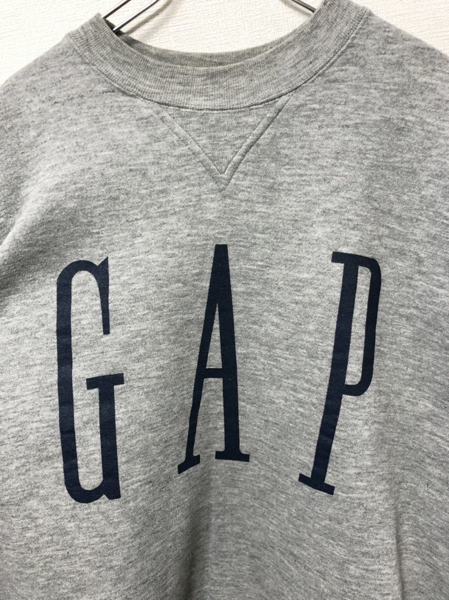 90's 旧タグ OLD GAP VINTAGE オールド ギャップ ビンテージ オールドロゴ スウェット トレーナー グレー パーカー リバースウィーブ USA製