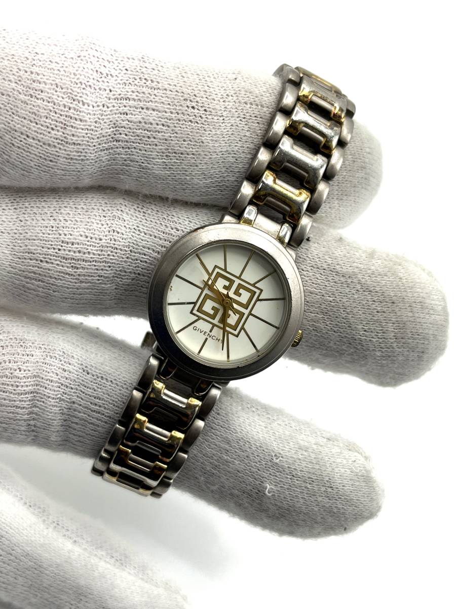 電池切れ】GIVENCHY ジバンシー クォーツ 腕時計 白文字盤 ゴールド