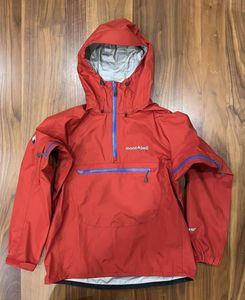 【送料無料】美品 モンベル フィールド レインアノラック 男女兼用 XSレッドブリック GOR
