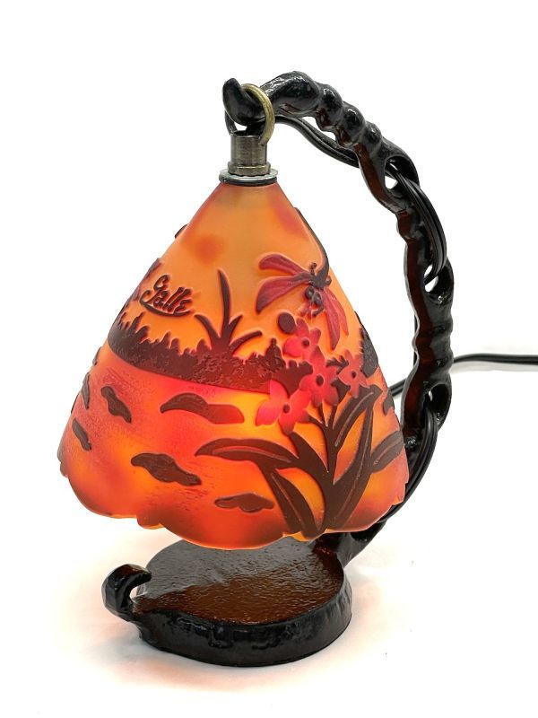 【B160】ランプ gally エミール・ガレ風 高さ17cm スタンドランプ 卓上照明 テーブル ナイト 吊り下げ式 間接照明 インテリア アンティーク