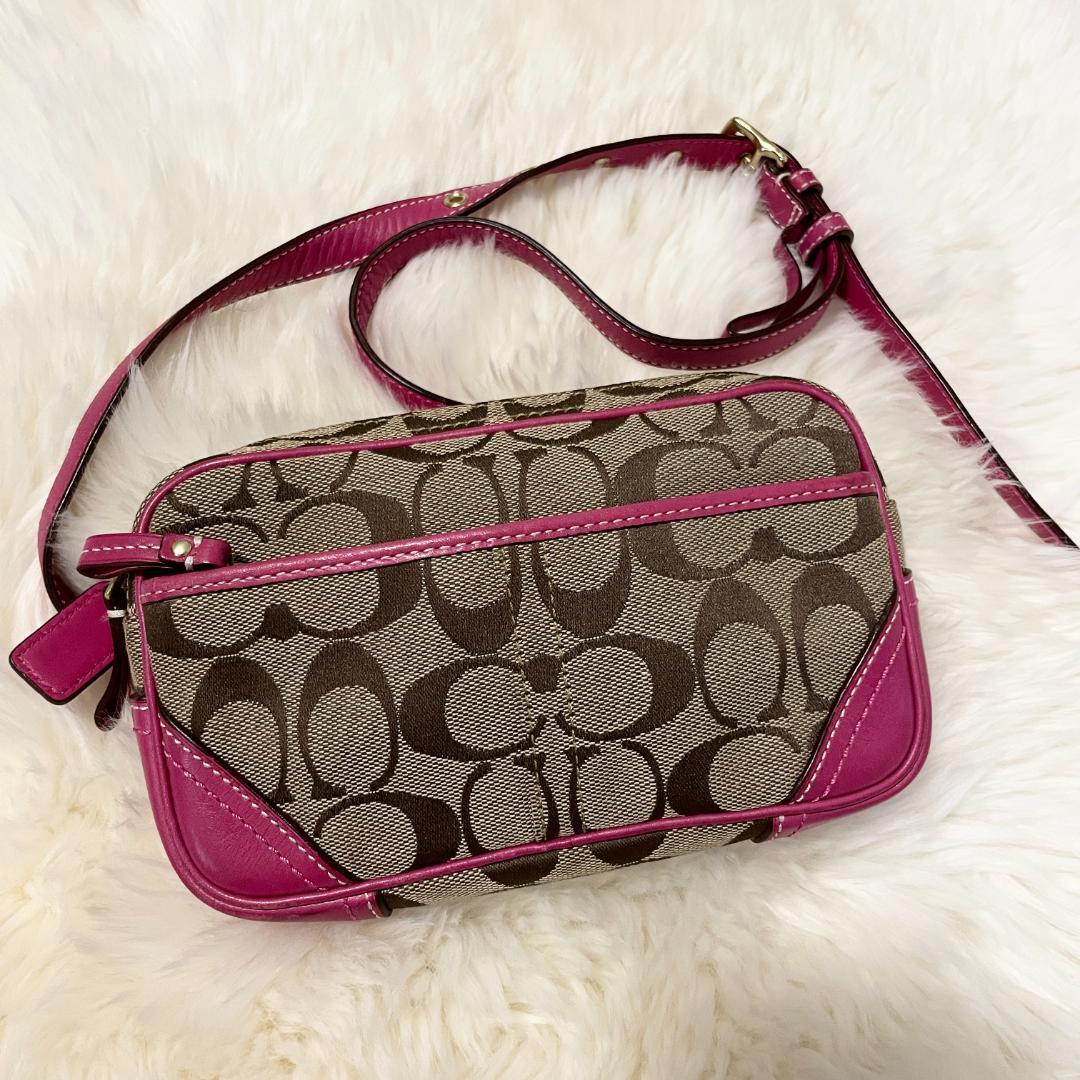 美品 コーチ COACH ショルダーバッグ ポーチ シグニチャー キャンバス