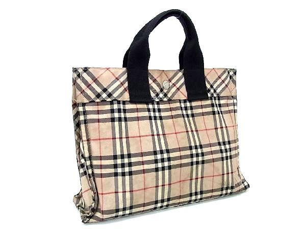 1円 BURBERRY バーバリーブルーレーベル ノバチェック ナイロン トート