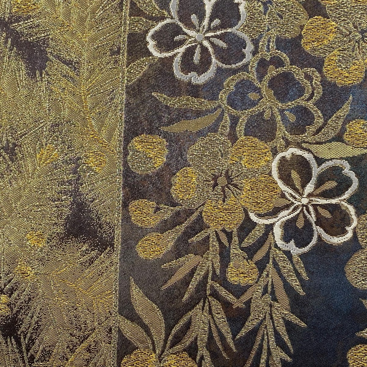 袋帯 秀品 金糸 30%OFF 紫 青紫 袋帯 美品 秀品 桜 若松 金糸
