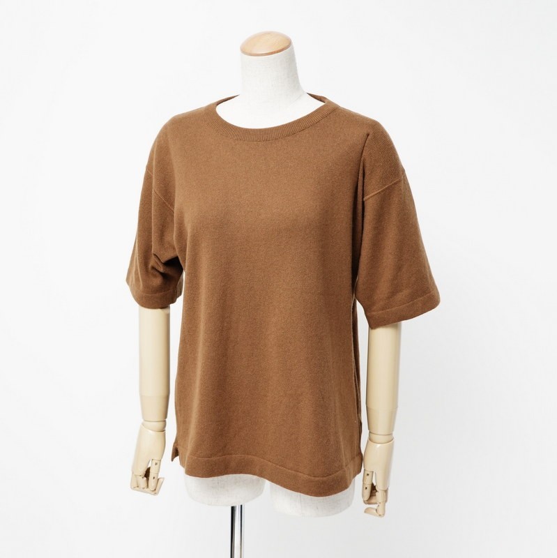 GO6251●イタリア製*McDavid*マクダビッド*カシミアニットセーター*半袖*size38*ブラウン系