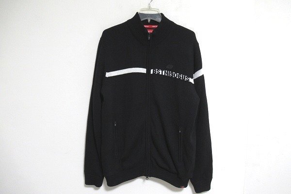 z11193:new balance golf(ニューバランスゴルフ)裏地付フルジップニット/黒/6
