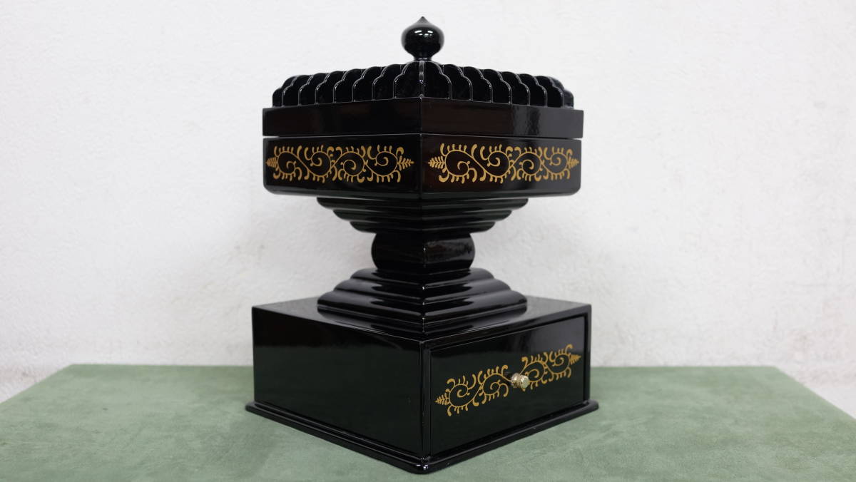 珍品　希少　香時計　常香盤　香炉 常香盤（時香盤） 黒塗 渦巻型セット 灰押付 香盤時計 ホーム 香時計時