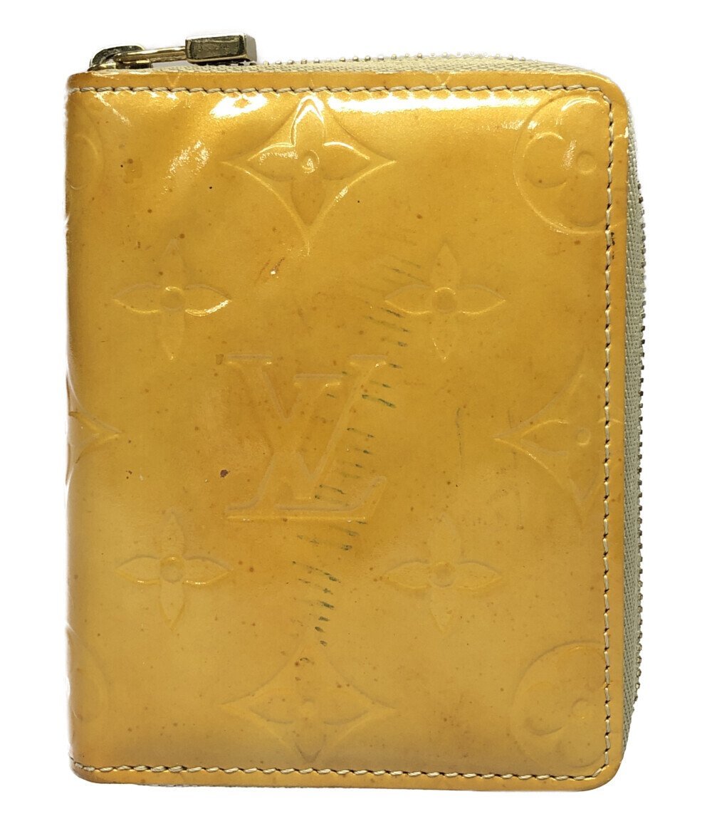 ルイヴィトン ラウンドファスナー二つ折り財布 ブルーム M91015 ヴェルニ ベージュ レディース