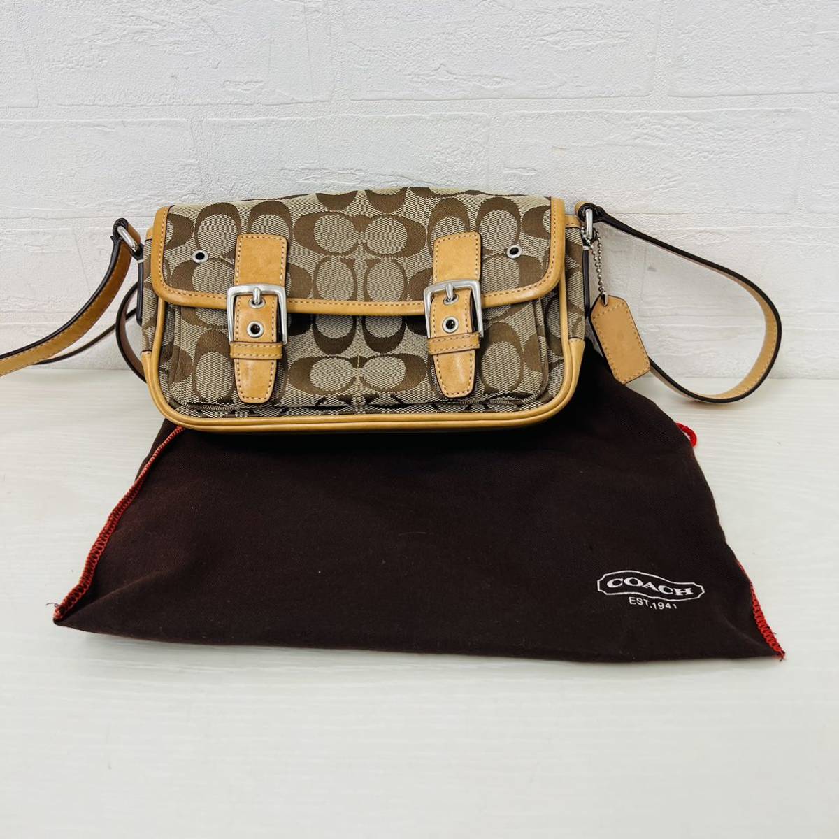 美品]COACH コーチ シグネチャー ショルダーバッグ レディース 【美品 