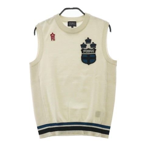 パーリーゲイツ ニットベスト ブラウン×ダークブルー系×白 千鳥格子