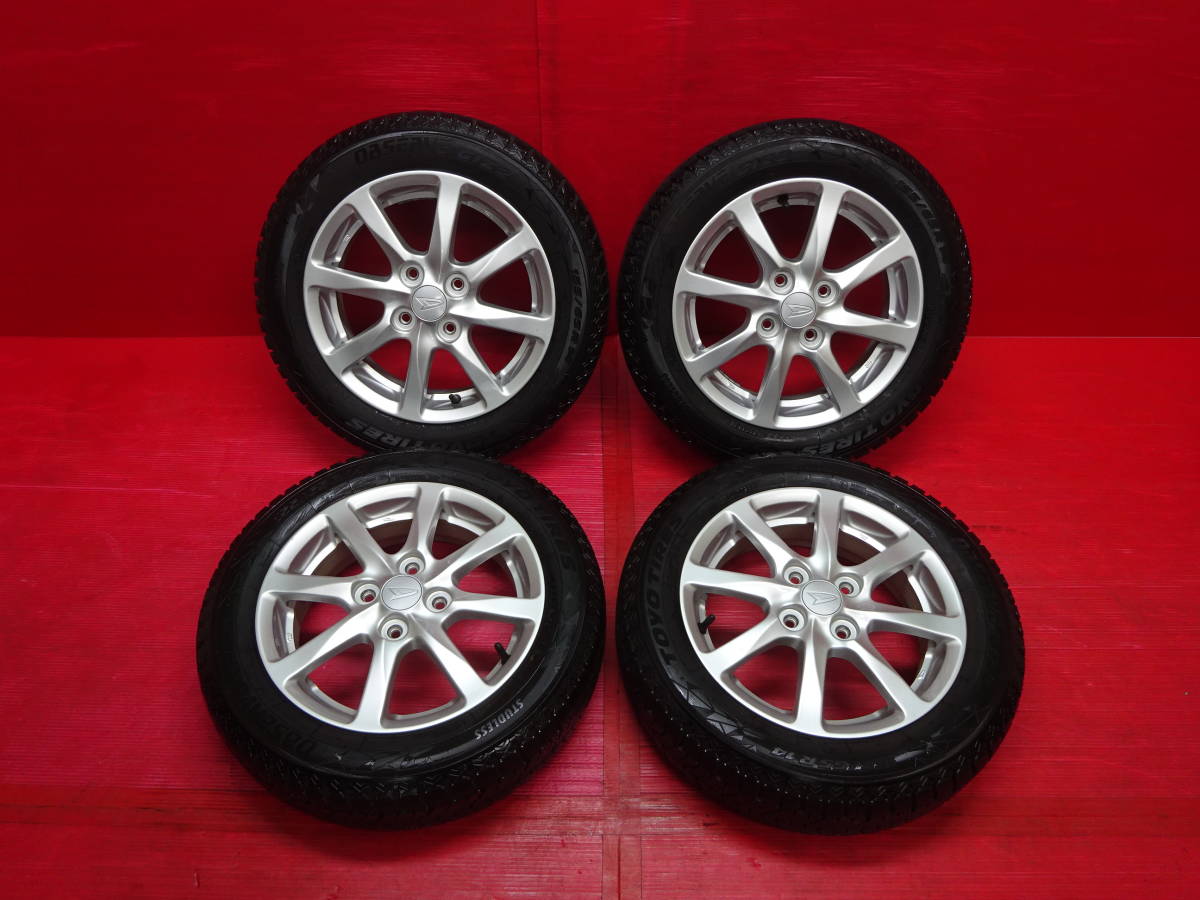 ダイハツ純正14インチホイール 4本 4.5J +45 4H 100 TOYO OBSERVE GIZ2 155/65R14 タント ミラ ココア ムーヴ 軽 スタッドレスタイヤ