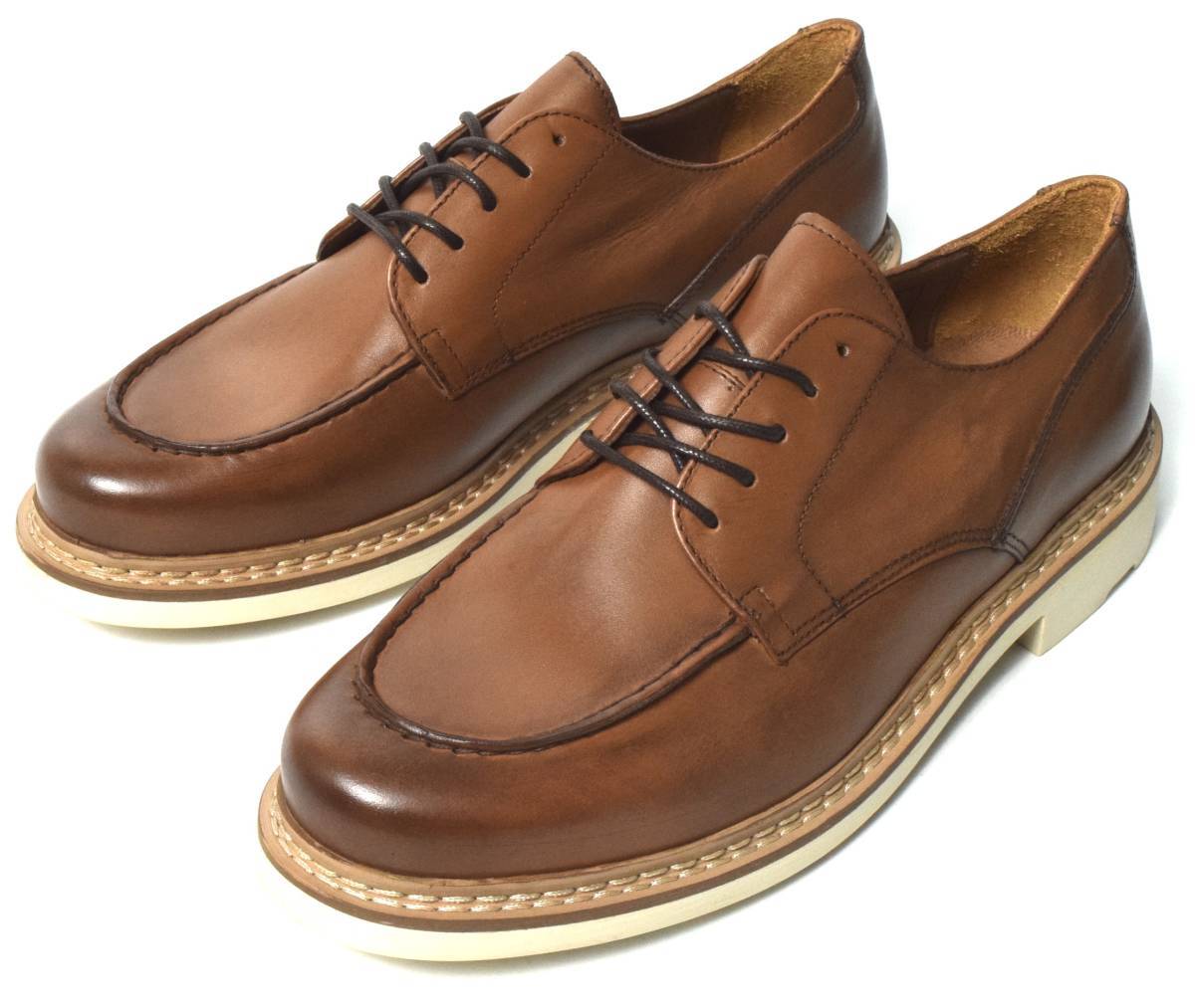 未使用 G.C.morelli ジャンカルロモレリ Uチップ レザーシューズ 42 (26.5～27) ブラウン系