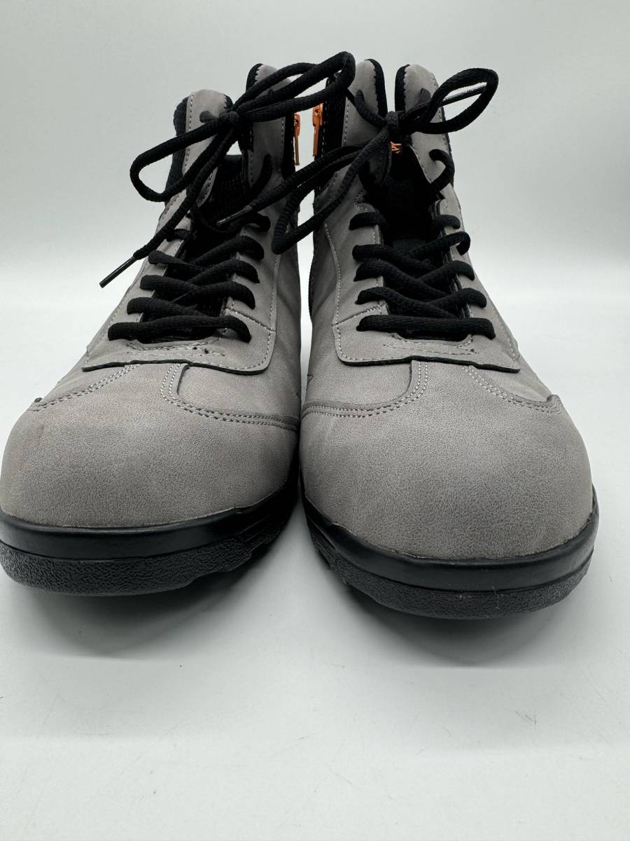 グレー 26cm アローマックス＃98 福山ゴム ファスナー付 反射 耐油 3E幅広 鋼鉄先芯 セーフティシューズ 安全靴 ハイカット