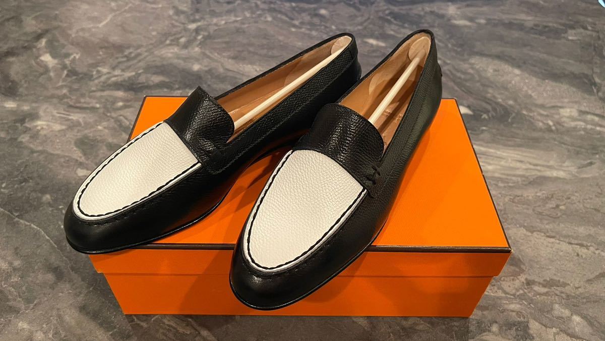 HERMES エルメス バイカラー ローファー 36 1/2 エルメス バイカラー レザーローファー サイズ36.5 エルメス HERMES