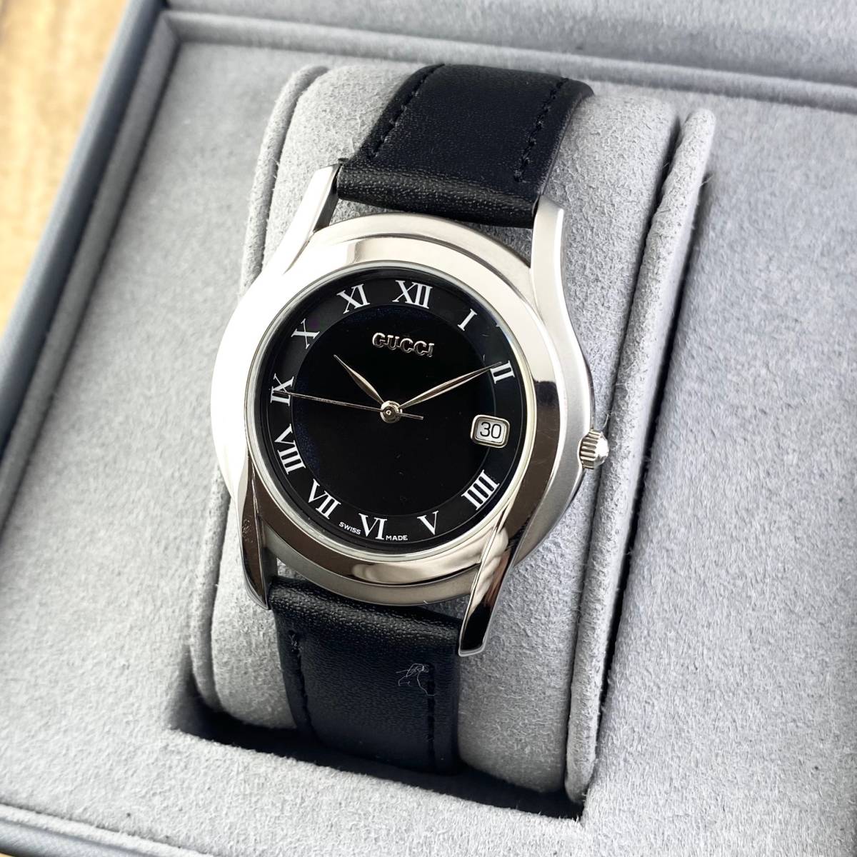 1円〜】GUCCI グッチ 腕時計 メンズ 5500M ブラック文字盤 Gフェイス