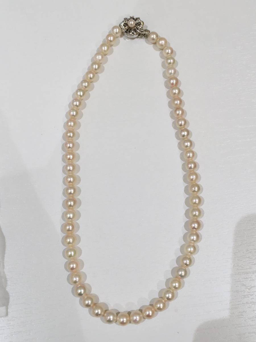 115】パール ネックレス 留め具SILVER刻印 総重量27.8g ネックレス 