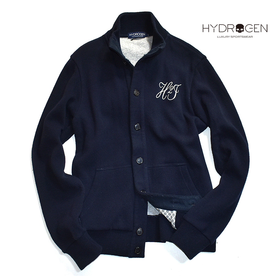 [定価４万] ハイドロゲン HYDROGEN スエットブルゾン メンズXL EU:L ネイビー 紺 ジャケット ジャージ イタリア製 秋冬 