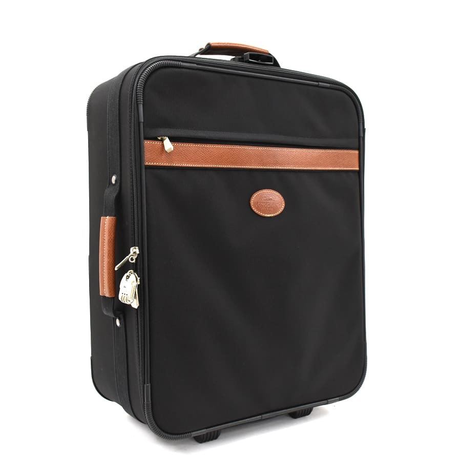  1円 極 ロンシャン キャリーバッグ ポリエステル&times;レザー ブラック系 お洒落 Longchamp E.Bio.eC-23(ロンシャン)｜売買されたオークション情報、yahooの商品情報をアーカイブ公開 - オークファン ロンシャン