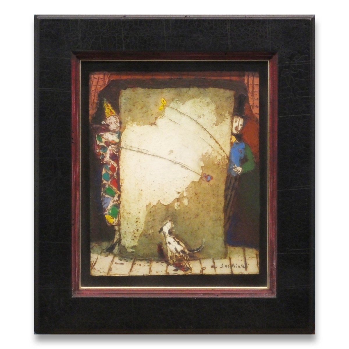 おたからや◆x-A13142 松井ヨシアキ 蝶蝶 油彩3号 人物画 ピエロ チョウ 絵画 油絵 原画 美術品 パリ風景巨匠 昭和会賞受賞 真作保証