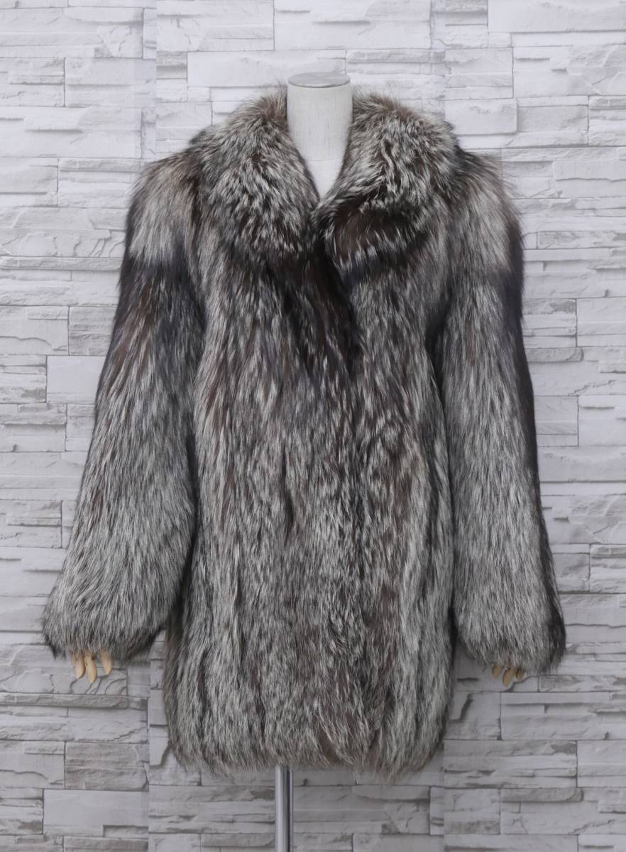 ■シルバーフォックス■セミロングコート■着丈80cm■SAGAゴールド■