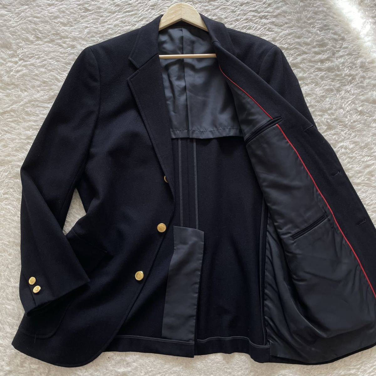 J.PRESS/ジェイプレス】大きいサイズ 金ボタン 紺ブレ 赤パイピング