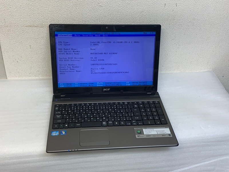 acer 5750-N54E/K Aspire Core i5 2410M 2.30GHz 4GB□現状品 ノートPC