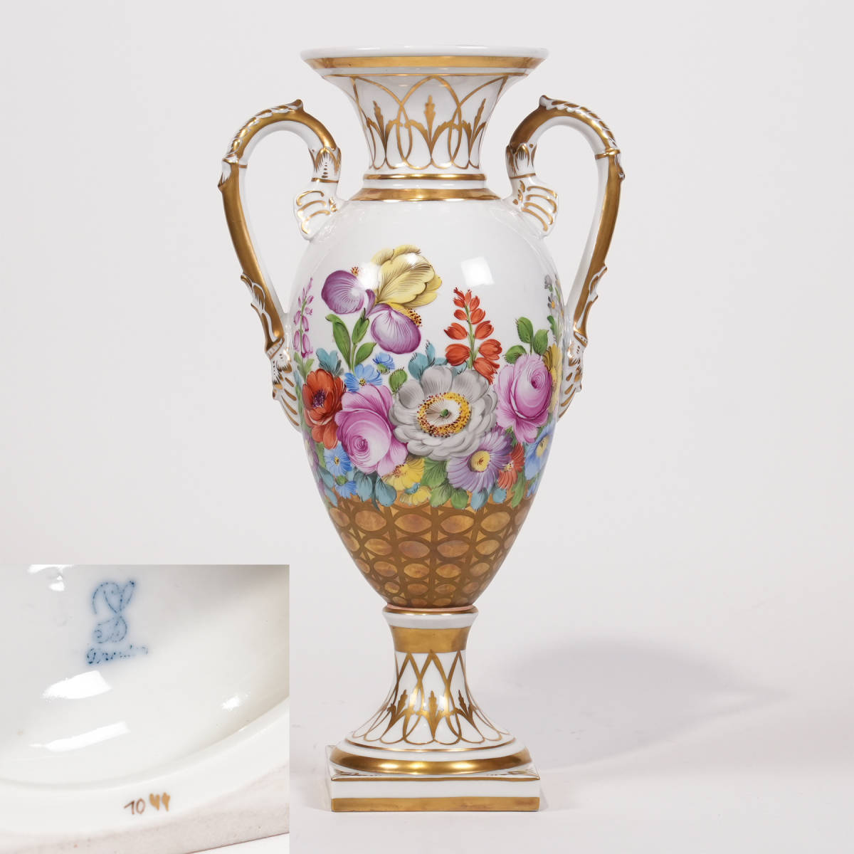 新品 マイセン 金彩 散らし小花 26cm フラワーベース 花瓶 1点、1級品