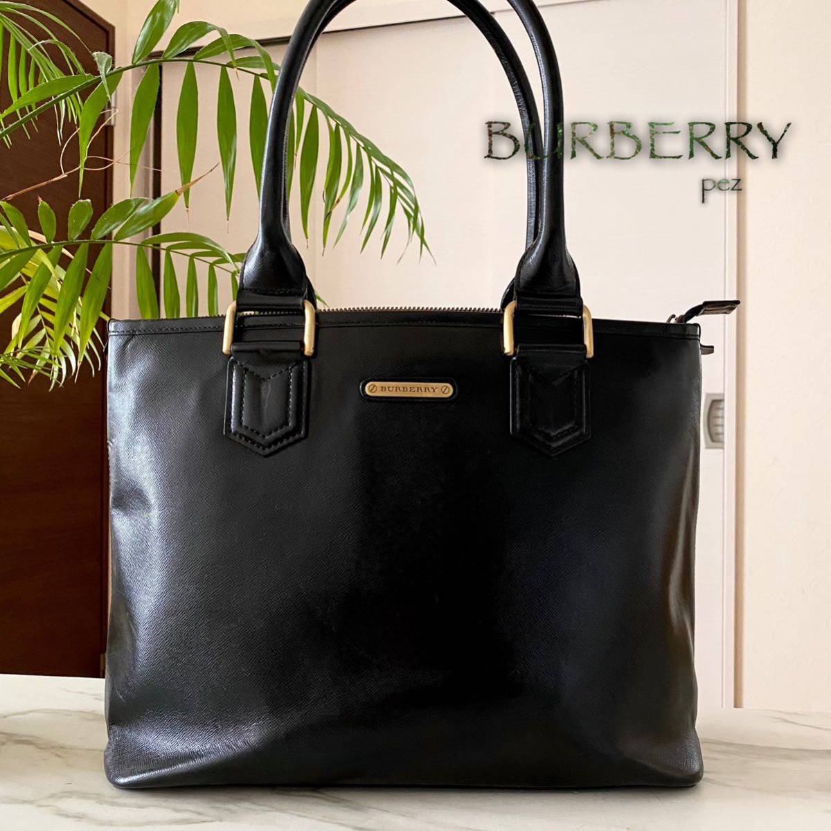 正規品 BURBERRY バーバリー レザートートバッグ＊ノバチェック 