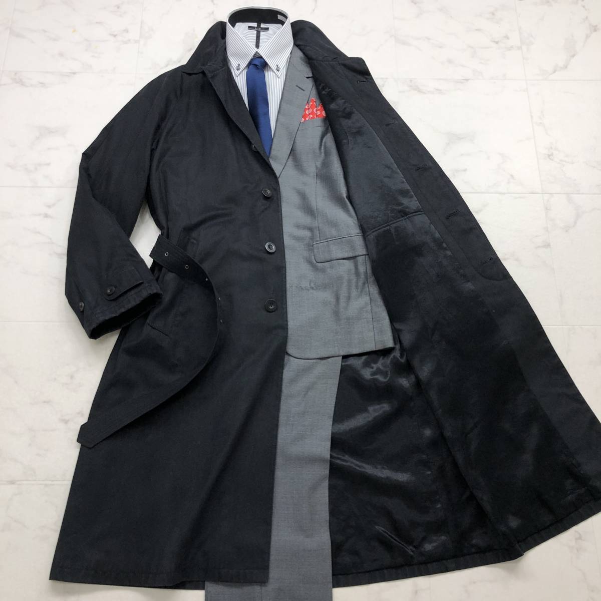 HARAJUKU MOTHER レザー トレンチコート ロングコート ブラック 希少 L相当】HARAJUKU MOTHER ハラジュクマザー オールレザー トレンチ