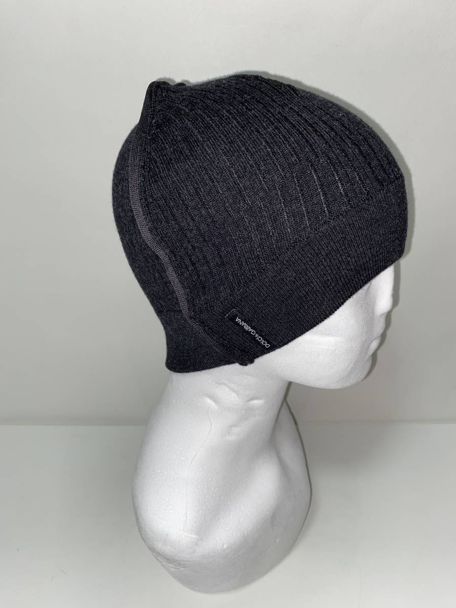 秋冬メンズ ドルチェ&ガッバーナ『秋冬コーデのワンポイント！』ヴァージンウール シルクパイピング 細畝リブ編み ワッチ ニット帽
