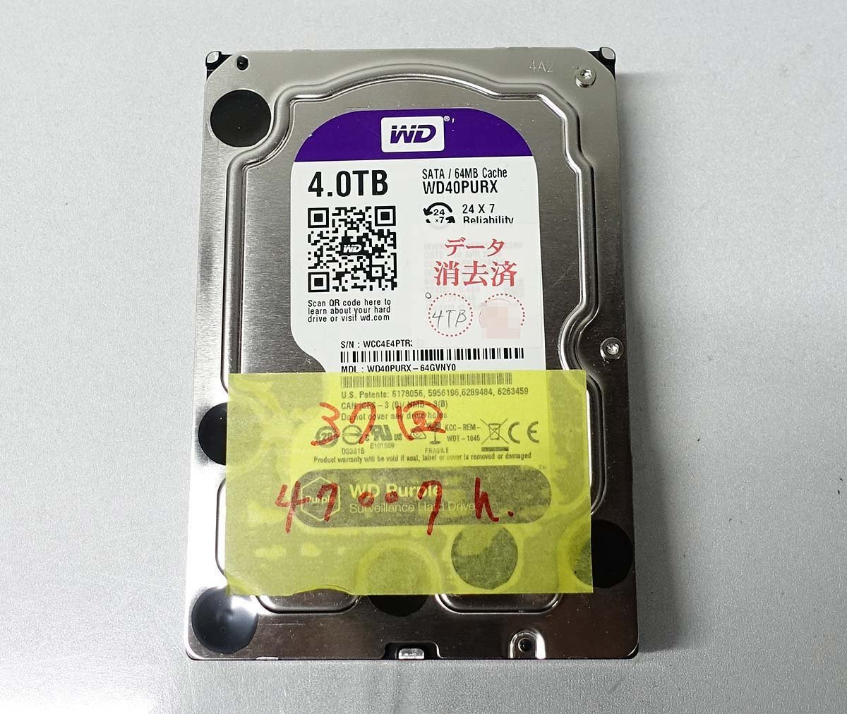 HDD 4TB WESTERN DIGITAL WD40PURX WD Purple 3.5インチ SATA データ