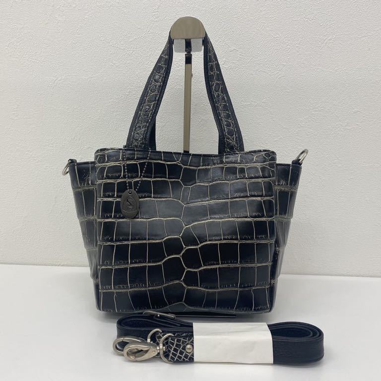 高級 JRAタグ付 シャイニングクロコダイル ハンドバッグ ビジネス JRA