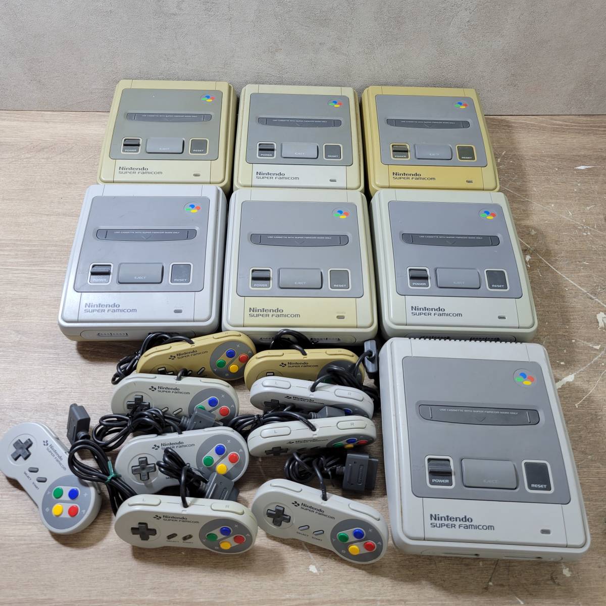 任天堂/ニンテンドー SFC スーパーファミコン 本体/コントローラー まとめ売り 7台/9本 セット 動作未確認 ジャンク扱い 菊NS