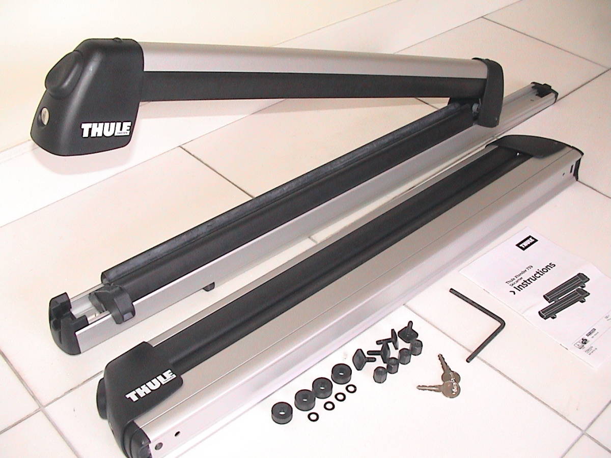 車 Thule スキースノボキャリア スライドレールタイプ鍵付き