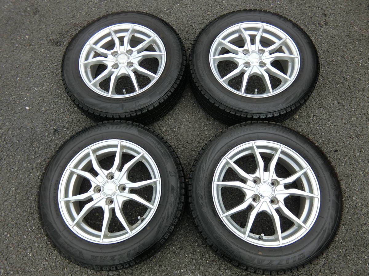 売切り！コンパクトカー全般　ブリヂストンVRX2　175/65-15　スタッドレスセット15×5.5J　4H/100　FIT　アクア　グレイス送料安　A-13