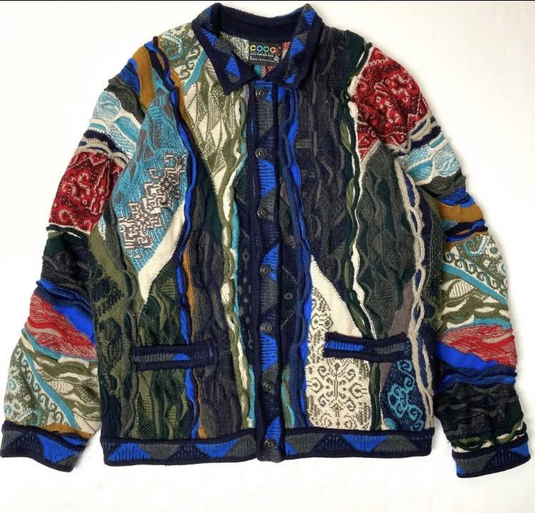 COOGI オーストラリア 3D立体編みケーブルニットカーディガン COOGI