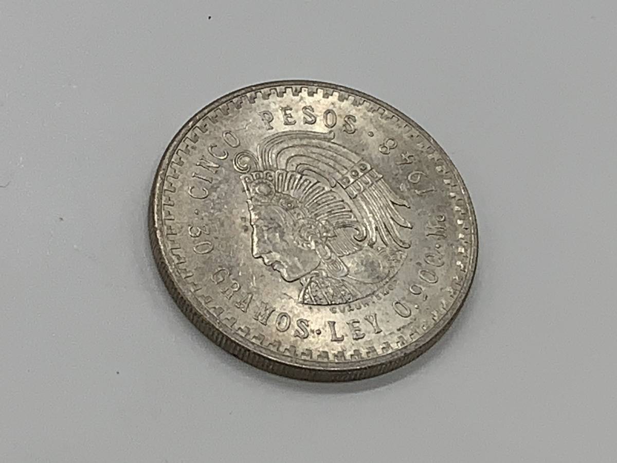 ☆メキシコ 5ペソ 銀貨 クアウテモック王 1948年 30 メキシコ 1948年