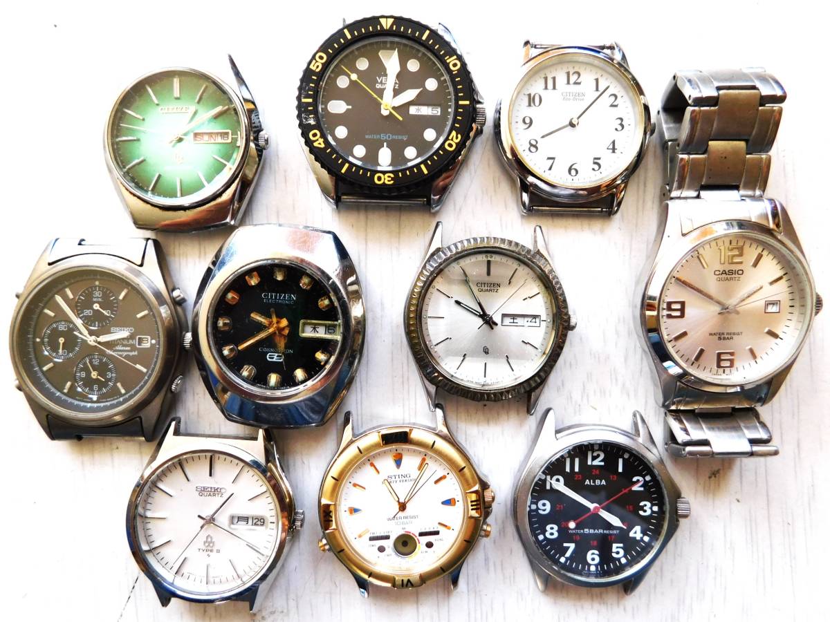 6.セイコー.シチズンなどクォーツ時計ジャンク品10個